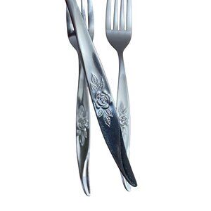 Vtg Hanford Forge Avon Rose Pattern Dinner Forks Set Of 3 Stainless Steel Korea